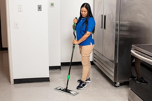 Unger Commercial Excella Floor Cleaning Mop Pack - Adjustable Height Offset Pole and Mop Pad Holder - EFKT6