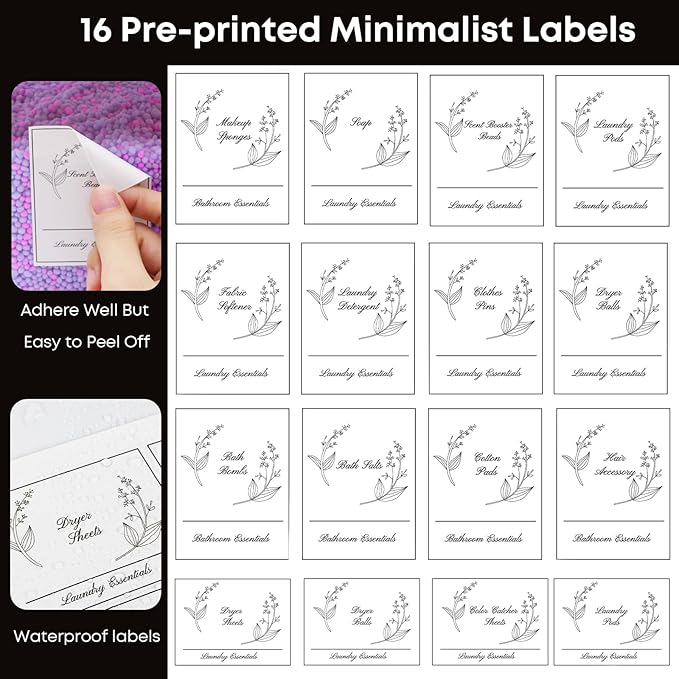 COAZEX 3 Pack Plastic Laundry Pods Container & Dryer Sheet Holder, Laundry Room Organization and Storage Jars with Lids, Scoops & Labels for Detergent, Powder, Scent Booster