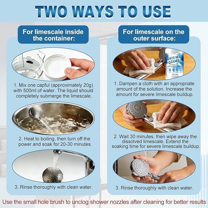 Limescale Remover, Bathroom Descaler, Hard Water Cleaner, Highly Effective at Removing Scale, Suitable for Cleaning Various Shower Heads, Water Dispensers, Kettles, Faucets, Etc, 8.3 Oz