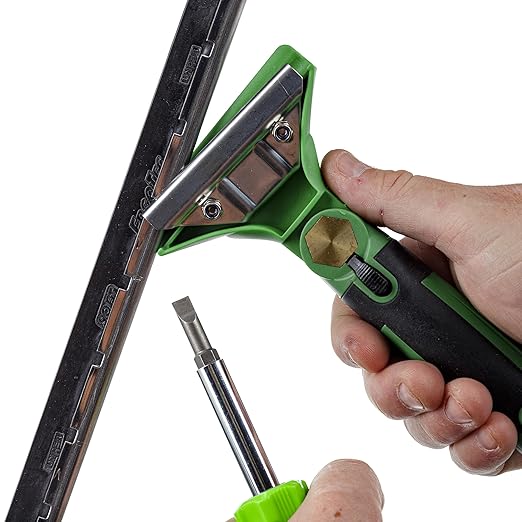 Unger Commercial ErgoTec® SwivelLoc Squeegee Handle, 0° Angle, Green/Black, Case of 5 – Ergonomic Swivel Handle for Low Window Cleaning LS000