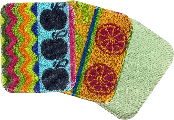 Scrub & Wipe 2-in-1 - The Original European Scrubby + Microfiber. Non-Scratching Scouring Cleaning Pad with Heavy-Duty Reusable Household Cleaning Cloth, Safe for Teflon, Assorted Colors
