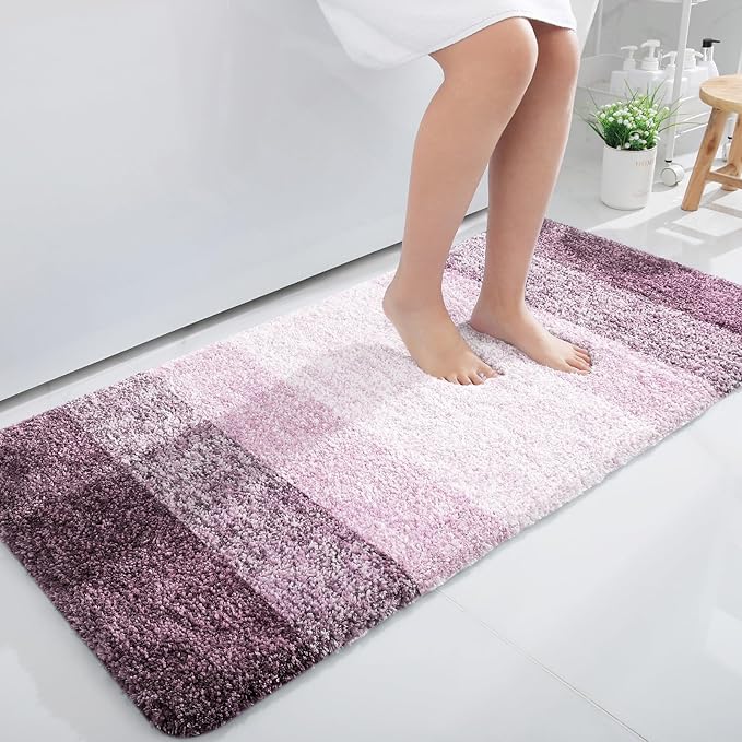 OLANLY Large Bathroom Rugs Mat 50x30, Extra Soft Absorbent Microfiber Bath Rugs, Rubber Backing, Quick Dry, Machine Washable Bath Mats for Bathroom Floor, Tub and Shower, Home Decor Accessories, Mauve