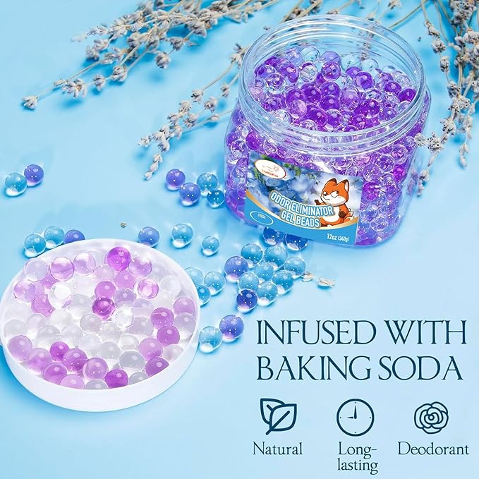 2 Pack Odor Eliminator Gel Beads, 12 oz, Air Freshener Beads for Home & Car, Pet Odor Eliminator for Bathroom, Closet, Pet Area & RVs, Long-Lasting Natural Fresh Linen