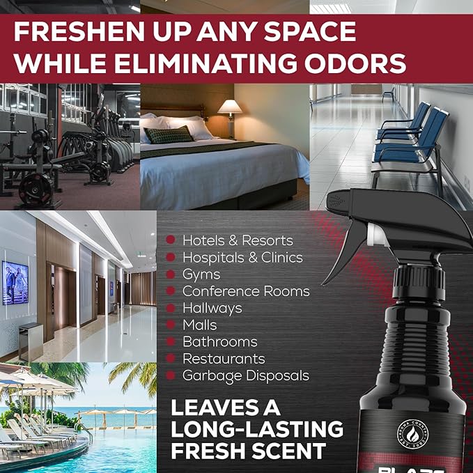 Blaze Away Commercial Air Freshener & Odor Eliminator for Strong Odor - Industrial-Grade Room Spray & Room Deodorizer for Home, Car, Smoke & Pet Odors - Long-Lasting Odor Absorber, Room Fresheners