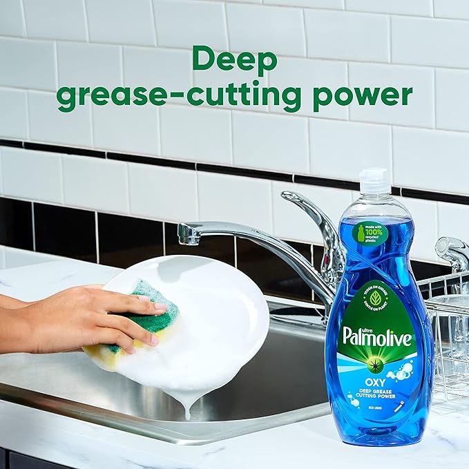 Palmolive Ultra Oxy Liquid Dish Soap, Deep Grease Cutting, No Soaking Needed, Powerful on Plastics, Dishwashing Liquid, 32.5 fl oz (Pack of 2)
