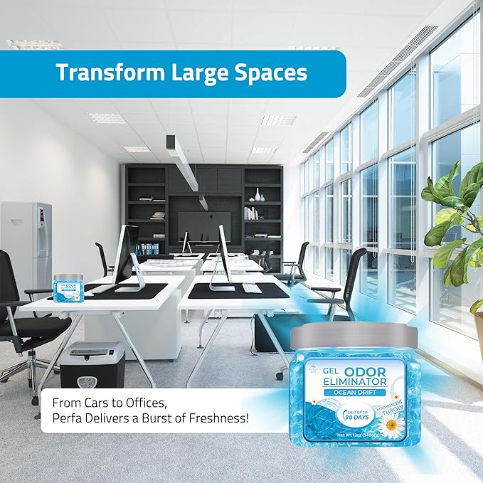 Pack of 2 Scented Gel Air Freshener | Ocean Scented Gel For Closet, Office, Car & Small Spaces | Room Deodorizer, Helps with Odor | Air Freshener Home Long Lasting | Bathroom Freshener | By Perfa