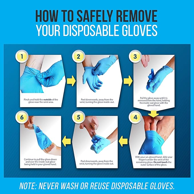 Serenelife Nitrile Disposable Latex & Powder Free Medium Gloves - Great for Kitchens, Food Handling & Cleaning Supplies - Soft & Comfortable fit - Vinyl & Nitrile blend - 100 Pack