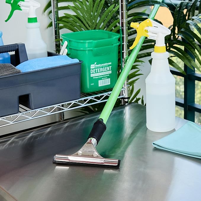 Restaurantware-Clean Tek Professional 5.91 Inch Window Squeegee, 1 Cleaning Squeegee with Rubber Blade - No-Slip Handle, Clean Mirror Or Car Windshield, Stainless Steel Wiper for Glass Door