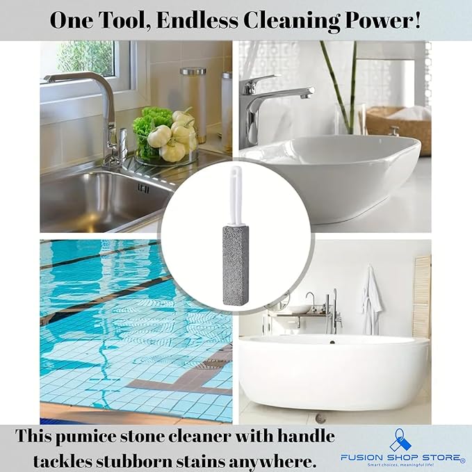4 Pack Pumice Stone Toilet Bowl Cleaner with Handle – Heavy Duty Toilet Pumice Stick for Hard Water Stains, Calcium & Rust Removal – Toilet Bowl Ring Remover Cleaning Tool