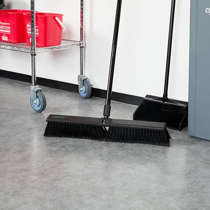 Restaurantware-BROOM HEAD ONLY: Clean Tek Professional 23.62-Inch Push Broom Head, 1 Heavy-Duty Cleaning Tool - Handle Sold Separately, Fine Flagged Bristles, Black Plastic, Outdoor Use