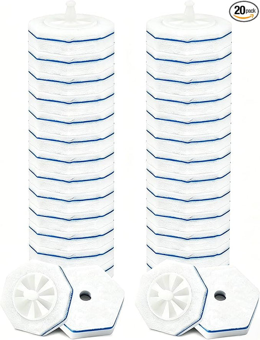 20Pcs Disposable Toilet Bowl Wand Refills, Toilet Bowl Cleaners Scrubber, 5X Cleaning Power Toilet Brush Heads Replacement Cleaner Refill Pads Compatible with Clorox