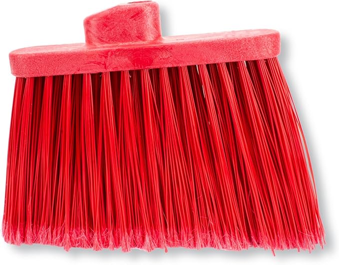 SPARTA Plastic Broom Head, Angled, Flagged for Small Debris Indoor, Outdoor, Home, Restaurant, Lobby, Office, 12 Inches, Red (Pack of 12)