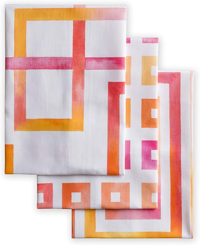 Maison d' Hermine Kitchen Towels Set of 3 100% Cotton 27.50" x 20" Reusable Cloth Tea Dish Towels Absorbent with Hanging Loop for Kitchen Farmhouse Hotel Spring Summer - Summer Maze
