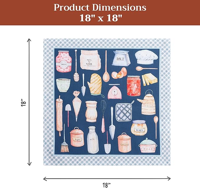 Maison d' Hermine 100% Cotton Cloth Napkins Set of 4 Everyday Reusable Square Napkins Cloth Washable Dinner Party Wedding Restaurant Hotel Kitchen Spring Summer (Let's Bake, 18" x 18")