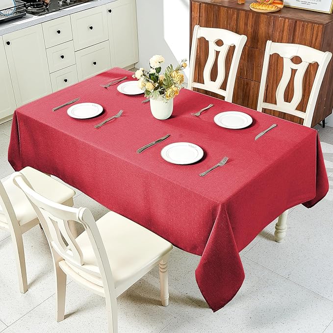 IVAPUPU Textured Linen Table Cloth for Rectangle Table - Waterproof Fabric Tablecloth Rectangular Wrinkle Free Wipeable Dining Cover for Wedding/Birthday/Party/Holiday Decor, 60 x 120 Inch