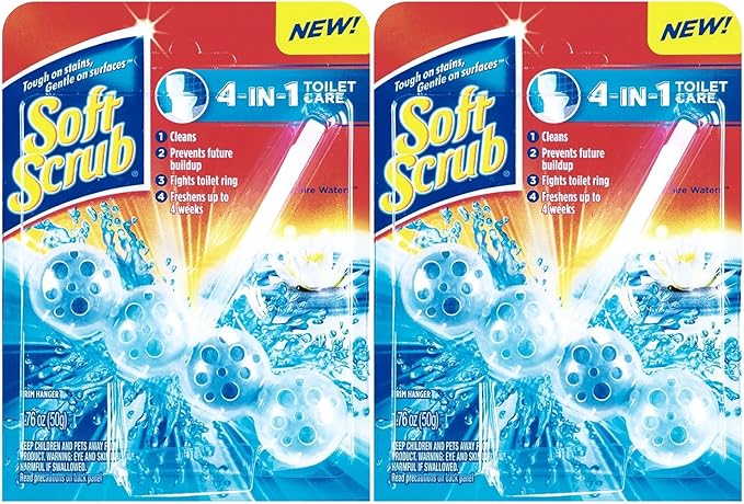 Soft Scrub 4-in-1 Toilet Care Rim Hanger, Sapphire Waters, 1.76 Ounce (Pack of 2)