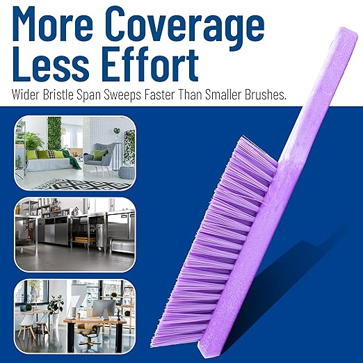SPARTA 8 Inch Soft Counter Brush with Polyester Bristles and 5 Inch Handle, Color Coded Handheld Broom for Tables Countertops and Foodservice Surfaces, 13 Inch Overall Length, Purple, Pack of 6