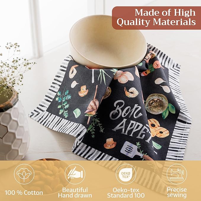 Maison d' Hermine 100% Cotton Cloth Napkins Set of 4 Everyday Reusable Square Napkins Cloth Washable Dinner Party Wedding Restaurant Hotel Kitchen Spring Summer (Just BBQ, 18" x 18")