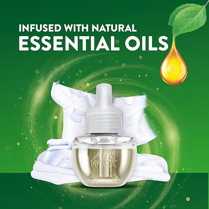 Air Wick Plug in Scented Oil Refill, 2 ct, Fresh Linen, Air Freshener, Essential Oils