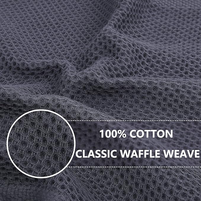Homaxy 100% Cotton Waffle Weave Kitchen Dish Cloths, Ultra Soft Absorbent Quick Drying Dish Towels, 12 x 12 Inches, 24-Pack, Multicolor