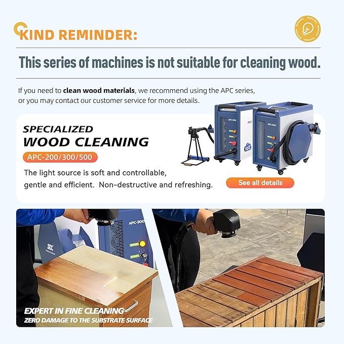 US Stock ZAC 300W G Series IoT Air Cooled Laser Cleaner AC110-220V Handheld Laser Cleaning Machine Portable Rust Remover for Removing Oxide Films Paint Oil Stains Coating Class 1 Output Power 0.39mW