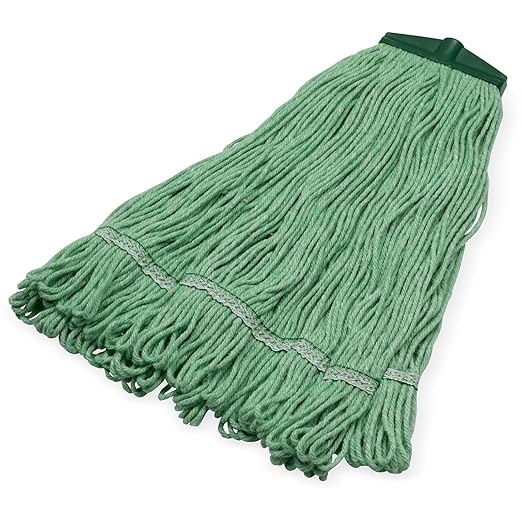 SPARTA Looped-End Mop Head with ACME Threaded Head for Cleaning and Janitorial Use, Synthetic Blend, Green
