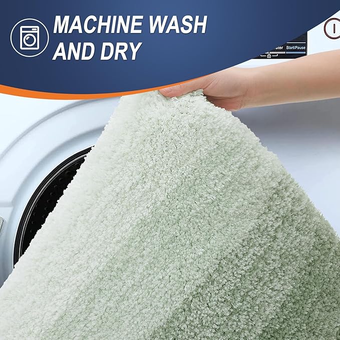 OLANLY Bathroom Runner Rugs Mat 44x24, Extra Soft Absorbent Microfiber Bath Rugs, Rubber Backing, Quick Dry, Washable Long Bath Mats for Bathroom, Tub and Shower, Home Decor Accessories, Sage Green
