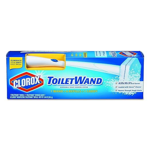 Clorox 03191CT Toilet Wand Disposable Toilet Cleaning Kit: Handle, Caddy & Refills, White (Case of 6)
