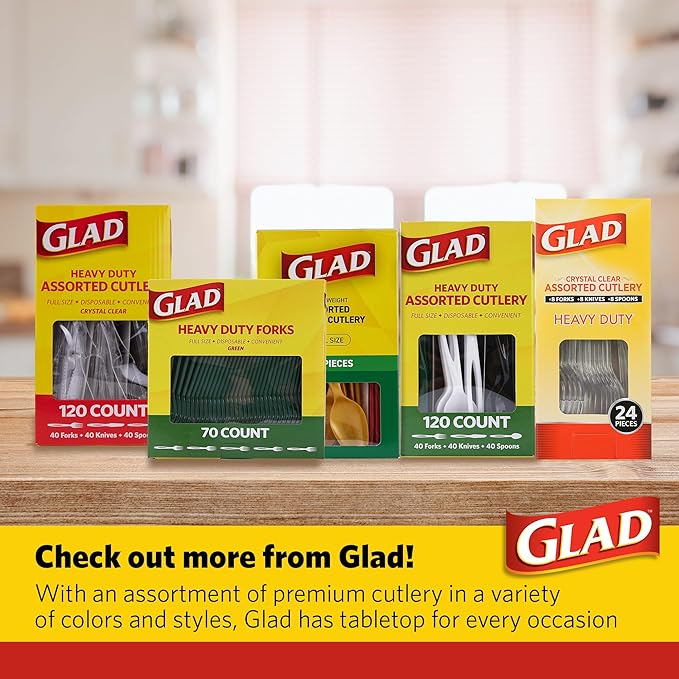 Glad Clear Plastic Spoons, Sturdy Disposable Plastic Cutlery for Parties, Events, Outdoor Meals, and Everyday Use, Clear Neutral Design Fits Any Table Setting, 24 Count