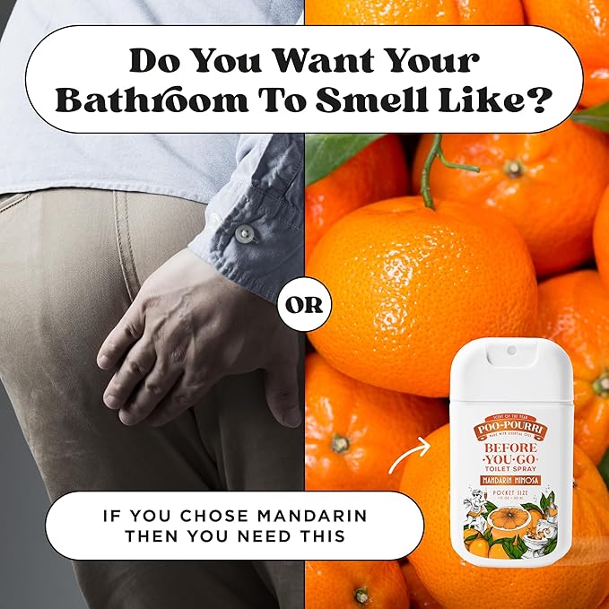 Poo-Pourri Before-You-Go Pocket Toilet Spray, Travel Essentials, Mandarin Mimosa, 1 Fl Oz, Up to 50 Uses, On-The-Go Bathroom Odor Deodorizer with Essential Oils, TSA Approved Size