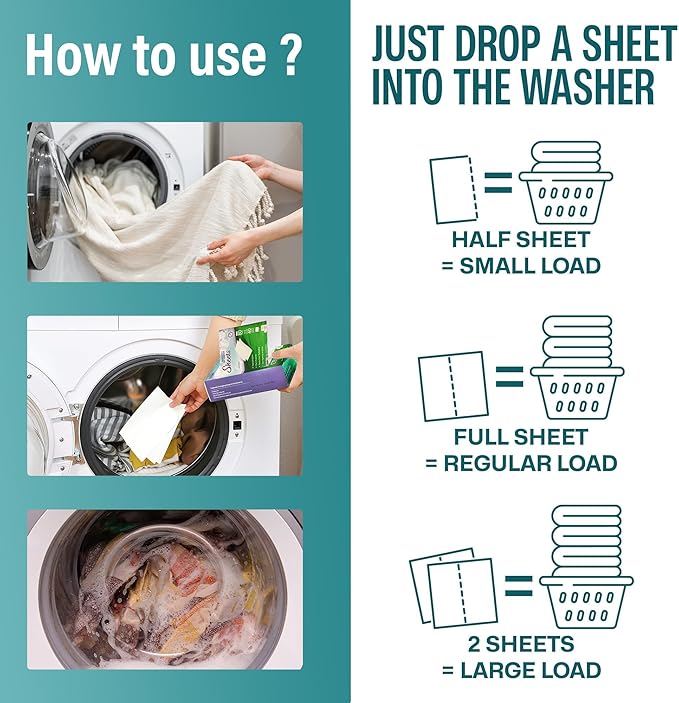 Laundry Detergent Sheets - Lavender Scent, 80 Loads Travel Sheets, No Plastic Jug, Home & Travel Washing