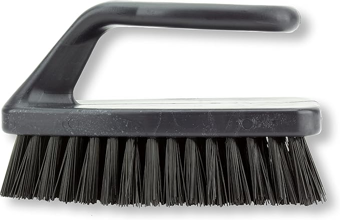 SPARTA Heavy Duty Scrub Brush, Hand Brush with Iron Shape Handle Design for Scrubbing Kitchen Pots and Pans or Bathroom Sink and Shower, 6 Inches, Black, Twin