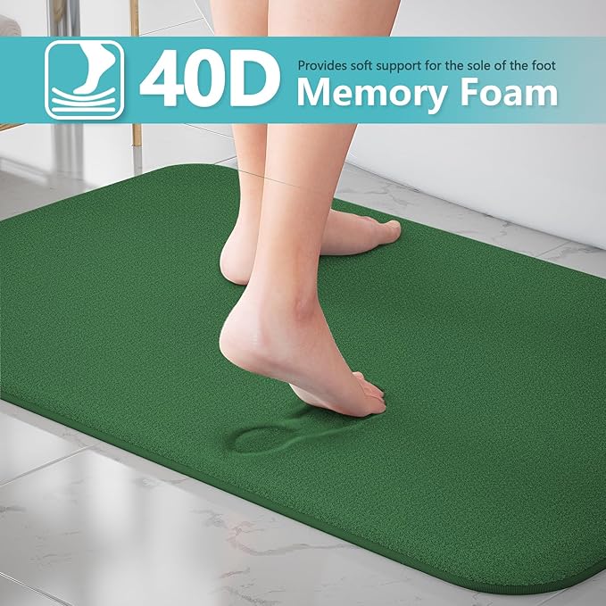 RUN HELIX Bathroom Rugs Sets 3 Piece, Soft Absorbent Memory Foam Bath Mats Set, Dry Fast Bath Mat, Machine Washable Bath Rug Set for Bathroom （Forest Green）