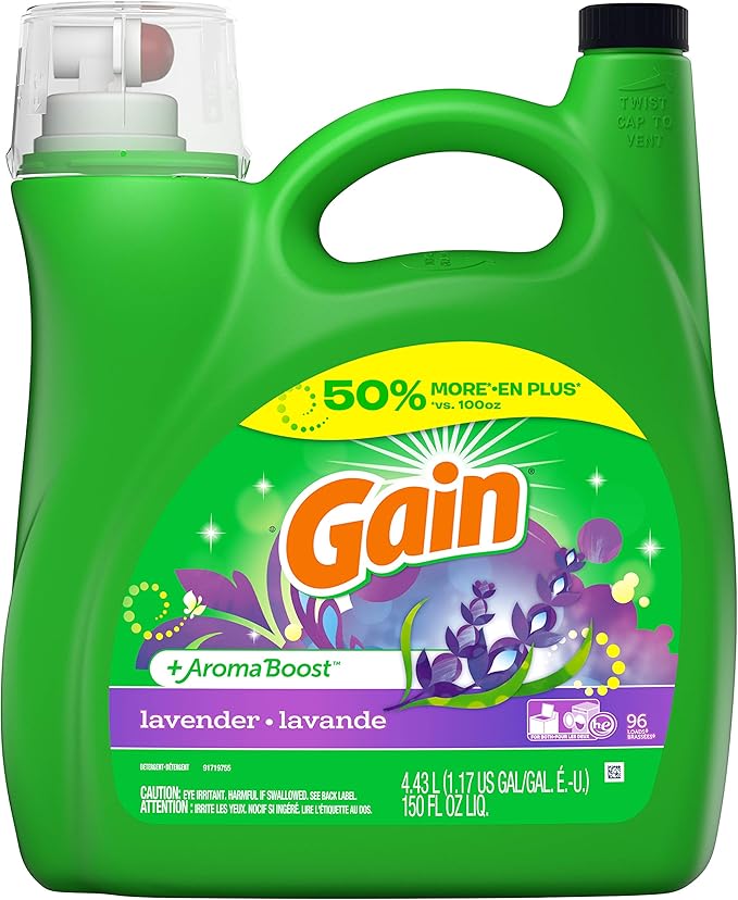 Gain + Aroma Boost Liquid Laundry Detergent, Lavender, 96 Loads 150 fl oz