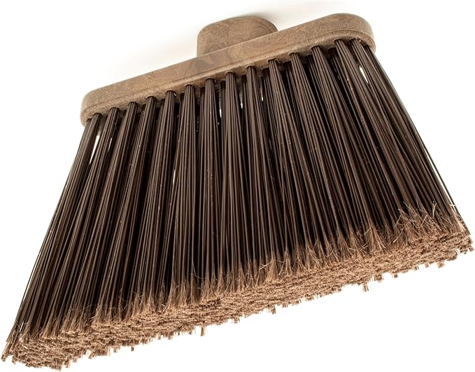 SPARTA Plastic Broom Head, Angled, Flagged for Small Debris Indoor, Outdoor, Home, Restaurant, Lobby, Office, 12 Inches, Brown, (Pack of 12)