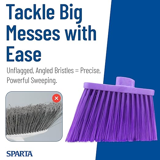 SPARTA Sweeper Broom – 12 Inch Angled Outdoor Broom Head with Durable Polypropylene Bristles, Standard Thread Compatible for Home Garage or Kitchen Cleaning, Purple