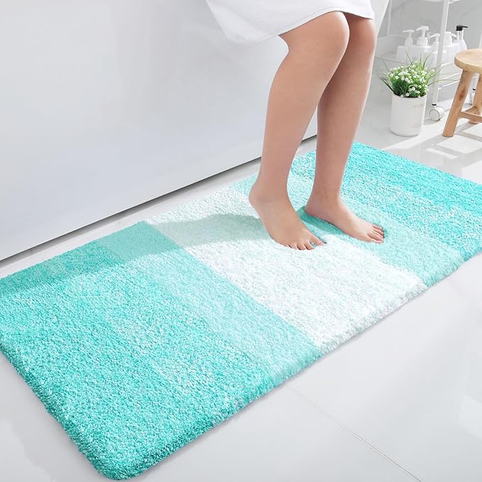 OLANLY Bathroom Runner Rugs Mat 47x24, Extra Soft Absorbent Microfiber Bath Rugs, Rubber Backing, Quick Dry, Washable Long Bath Mats for Bathroom Floor, Tub and Shower, Home Decor Accessories, Teal