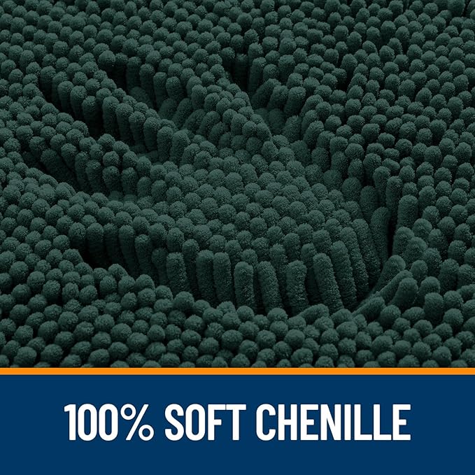 OLANLY Bathroom Rugs 30x18, Extra Soft Absorbent Chenille Bath Rugs, Rubber Backing Quick Dry, Machine Washable Bath Mats for Bathroom Floor, Tub and Shower, Home Decor Accessories, Blackish Green