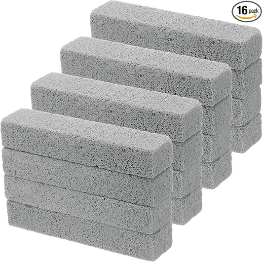 HARFINGTON 16pcs Natural Pumice Stone, Toilet Bowl Cleaner Pumice Stone for Hard Water Marks Cleaning on Toilets, Grills, Tiles, Grout, Sinks, Bathtubs, Pools, Gray