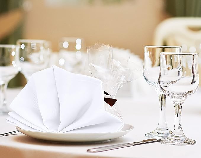 Utopia Kitchen White Cloth Napkins [12 Pack, 18x18 Inch] Absorbent Cotton Blend Washable and Reusable for Dinner, Restaurant, Lunch, Wedding and Hotel
