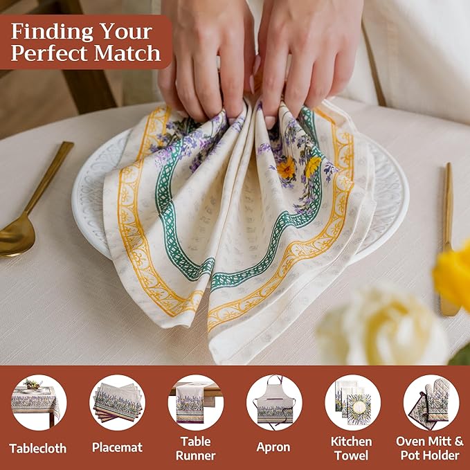Maison d' Hermine 100% Cotton Cloth Napkins Set of 6 Everyday Reusable Square Napkins Cloth Washable Dinner Party Wedding Restaurant Hotel Kitchen Spring Summer (Fanny Lavender, 20" x 20")