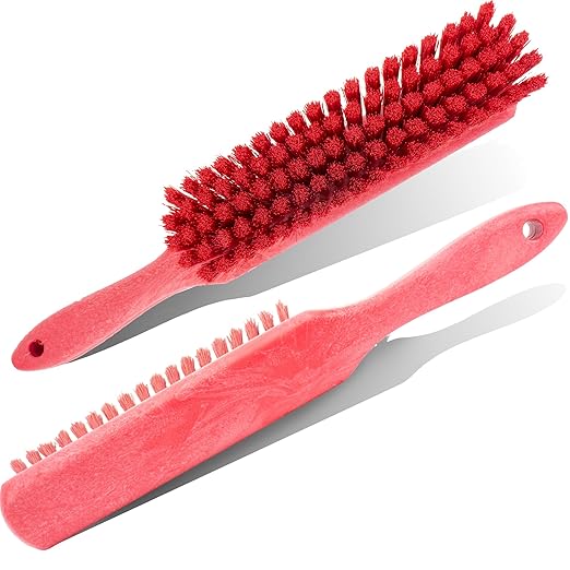 SPARTA 8 Inch Soft Counter Brush with Polyester Bristles and 5 Inch Handle, Color Coded Handheld Broom for Tables Countertops and Foodservice Surfaces, 13 Inch Overall Length, Red, Pack of 6