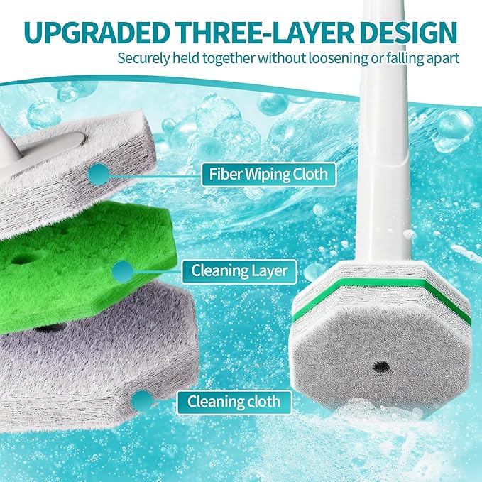 60 Count Toilet Brush Heads, Toilet Wand Refills for Clorox ，Suitable for Most Disposable Toilet Brushes. Features a Convenient snap-on Design. Both Home and Commercial use.No Falling Apart,