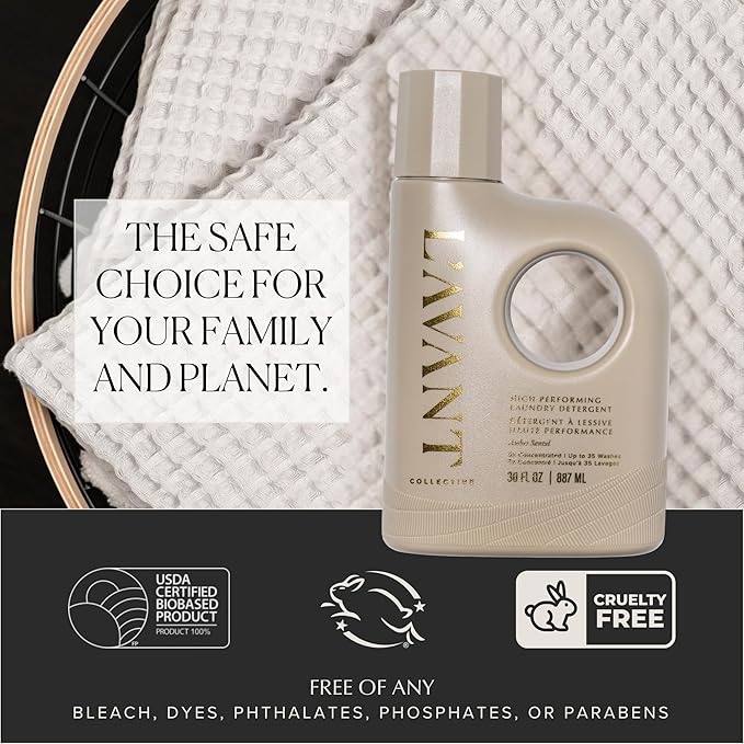 L'AVANT Collective Luxury Laundry Detergent | Ambre Santal | Natural Non-Toxic Liquid Laundry Soap with Enzymes | Plant-Based, HE Compatible, Protects Colors | 30 oz