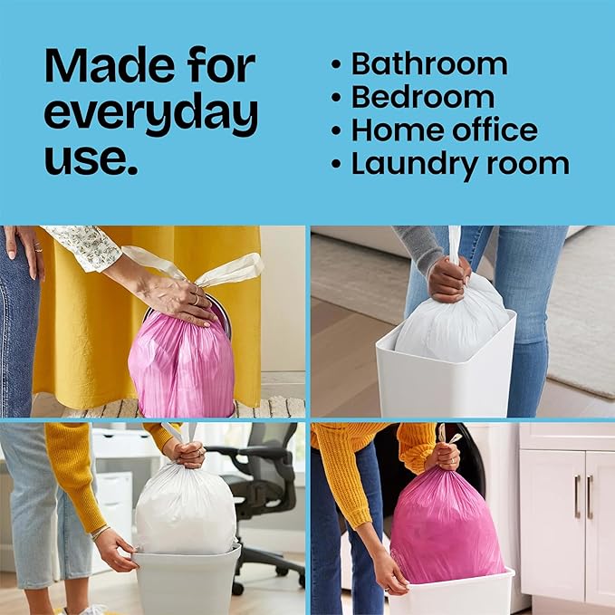 Glad Odorshield Small Drawstring Trash Bags, 4 Gal, Febreze Beachside Breeze, 34 Ct, Pack May Vary