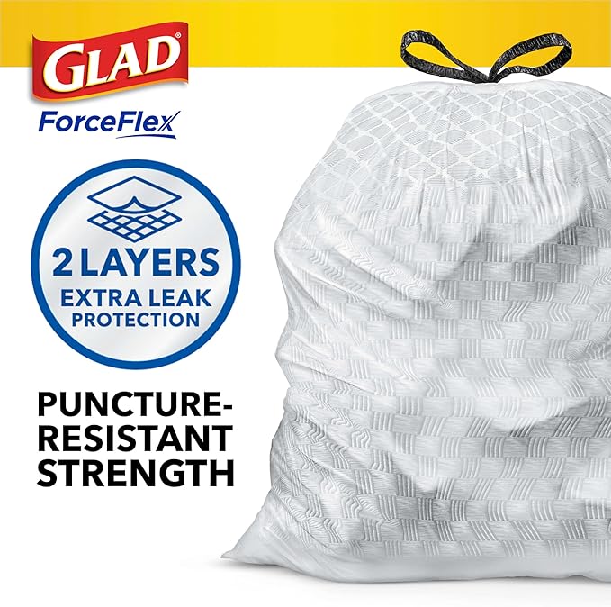 Glad ForceFlex Tall Kitchen Drawstring Trash Bags, 13 Gal, Pine-Sol Original, 40 Count (Pack of 2)