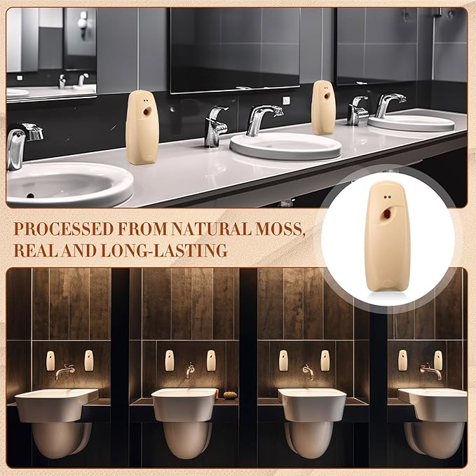 Maxcheck 4 Pcs Automatic Air Freshener Spray Dispenser Wall Mounted Automatic Spray Dispenser Air Freshener for Bathroom Battery Operated Free Standing for Commercial Place and Room(Light Khaki)
