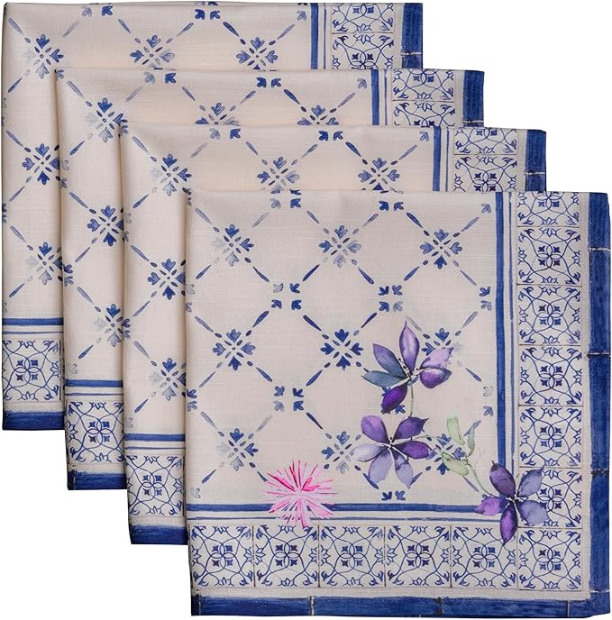 Maison d' Hermine 100% Cotton Cloth Napkins Set of 4 Everyday Reusable Square Napkins Cloth Washable Dinner Party Wedding Restaurant Hotel Kitchen Spring Summer (Faience, 20" x 20")