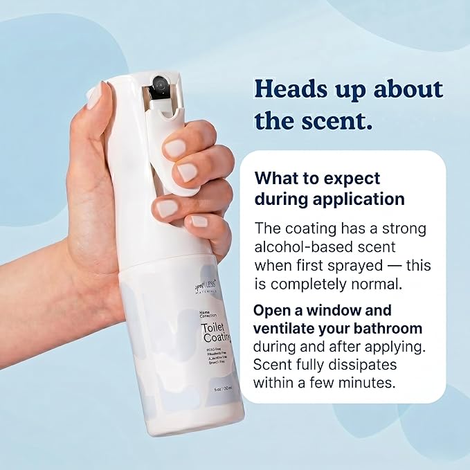 spotLESS MATERIALS Toilet Coating Spray for Ceramic & Porcelain Bowls, Liquid Surface Coating Designed for Easier Routine Cleaning, Helps with Toilet Rings and Daily Buildup, PFAS-Free, 5 oz