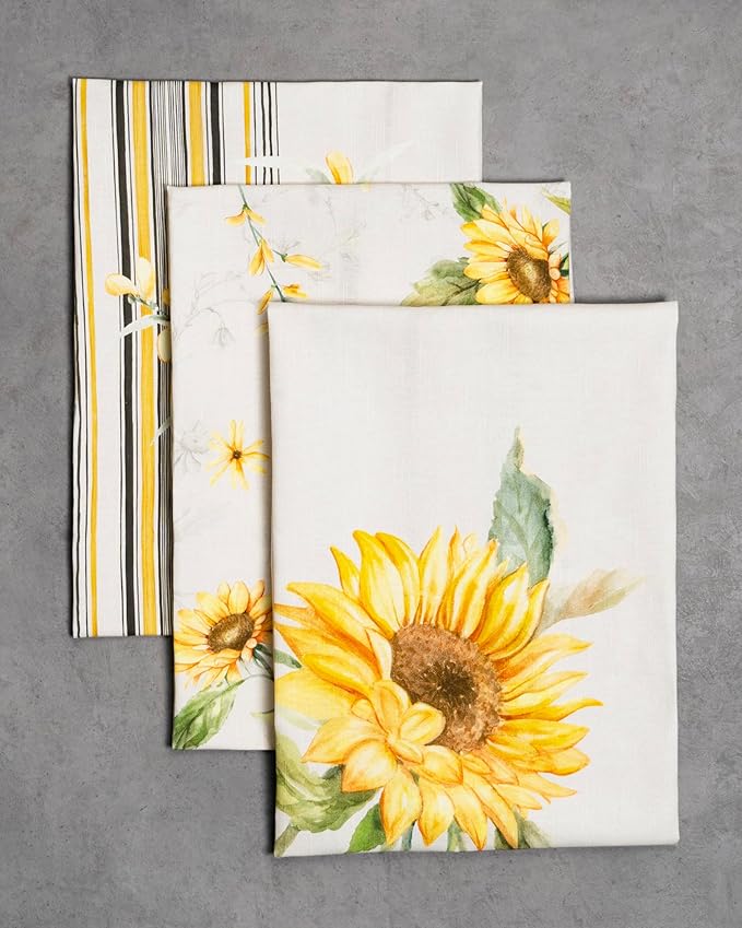 Maison d' Hermine Kitchen Towels Set of 3 100% Cotton 27.50" x 20" Reusable Cloth Tea Dish Towels Absorbent with Hanging Loop for Kitchen Farmhouse Hotel Spring Summer - Candice